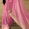 Gratifying Pink Soft Banarasi Silk Saree With Nebula Blouse Piece