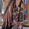 Demesne Brown Digital Printed Satin Silk Saree With Serendipity Blouse Piece