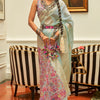 Stunning Sky Pashmina saree With Gleaming Blouse Piece