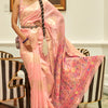 Gratifying Pink Pashmina saree With Staring Blouse Piece