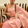 Gratifying Pink Pashmina saree With Staring Blouse Piece