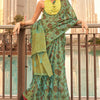 Adorable Green Digital Printed Tissue Silk Saree With Groovy Blouse Piece