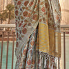 Demanding Grey Digital Printed Tissue Silk Saree With Ravishing Blouse Piece