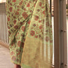 Desirable Mehndi Digital Printed Tissue Silk Saree With Ebullience Blouse Piece