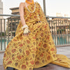 Transcendent Yellow Digital Printed Tissue Silk Saree With Artistic Blouse Piece