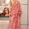 Prodigal Pink Digital Printed Tissue Silk Saree With Vivacious Blouse Piece