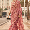 Prodigal Pink Digital Printed Tissue Silk Saree With Vivacious Blouse Piece