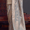 Flameboyant Grey Soft Banarasi Silk Saree With Exquisite Blouse Piece