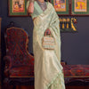 Divine Pista Soft Banarasi Silk Saree With Demure Blouse Piece