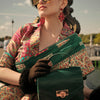 Fragrant Dark Green Pashmina saree With Jubilant Blouse Piece