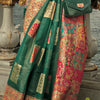 Fragrant Dark Green Pashmina saree With Jubilant Blouse Piece