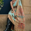 Ailurophile Sky Pashmina saree With Effulgent Blouse Piece