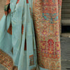 Ailurophile Sky Pashmina saree With Effulgent Blouse Piece
