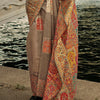 Deserving Grey Pashmina saree With Resplendent Blouse Piece