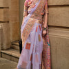 Flaunt Lavender Pashmina saree With Aplomb Blouse Piece