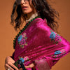 Excellent Dark Pink Banarasi Satin Silk Saree With Efflorescence Blouse