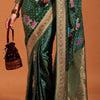 Propinquity Dark Green Banarasi Satin Silk Saree With Susurrous Blouse