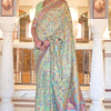 Mesmeric Pista Pashmina saree With Hypnotic Blouse Piece