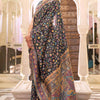 Excellent Black Pashmina saree With Assemblage Blouse Piece