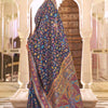 Devastating Navy Blue Pashmina saree With Gratifying Blouse Piece