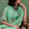 Trendy Sea Green Cotton Silk Saree With Sizzling Blouse Piece