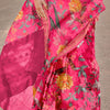 Brood Dark Pink Digital Printed Tussar Silk Saree With Divine Blouse Piece