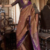 Vibrant Brown Banarasi Tussar Silk Saree With Ethnic Blouse Piece