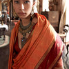 Exceptional Orange Banarasi Tussar Silk Saree With Imaginative Blouse Piece