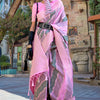 Pleasurable Baby Pink Soft Banarasi Silk Saree With Improbable Blouse Piece