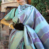 Seraglio Sky Soft Banarasi Silk Saree With Petrichor Blouse Piece