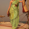 Desuetude Green Soft Banarasi Silk Saree With Ephemeral Blouse Piece
