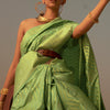 Desuetude Green Soft Banarasi Silk Saree With Ephemeral Blouse Piece