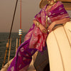 Confounding Purple Soft Banarasi Silk Saree With Amiable Blouse Piece