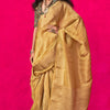 Engrossing Yellow Soft Banarasi Tissue Silk Saree With Scintilla Blouse Piece