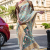 Petrichor Pista Organza Silk Saree With Sumptuous Blouse Piece