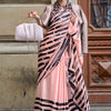 Confounding Pink Digital Printed Satin Silk Saree With Scrumptious Blouse Piece