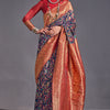 Lissome Navy Blue Pashmina saree With Incredible Blouse Piece