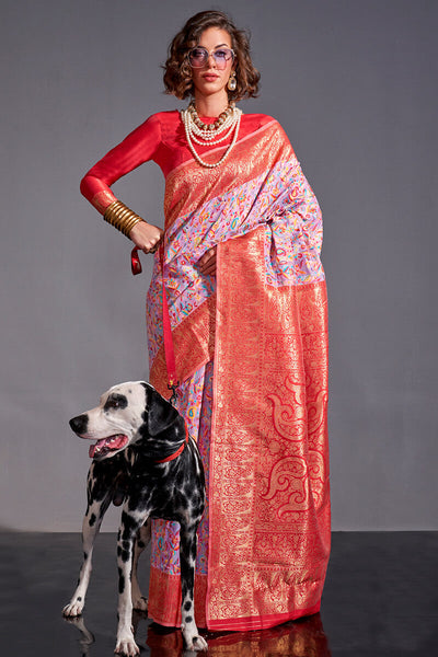 Serendipity Lavender Pashmina saree With Snazzy Blouse Piece