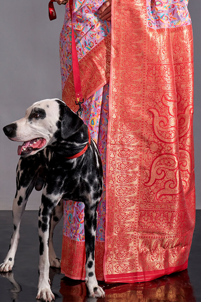 Serendipity Lavender Pashmina saree With Snazzy Blouse Piece