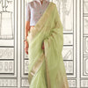 Delightful Pista Soft Silk Saree With Jazzy Blouse Piece