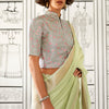 Delightful Pista Soft Silk Saree With Jazzy Blouse Piece