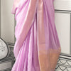 Entrancing Lavender Soft Silk Saree With Brood Blouse Piece