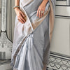 Luxuriant Grey Soft Silk Saree With Vivacious Blouse Piece