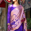 Sizzling Royal Blue and Pink Digital Printed Satin Silk Saree With Gorgeous Blouse Piece