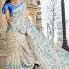 Capricious Off White Digital Printed Satin Silk Saree With Gratifying Blouse Piece
