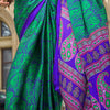 Surreptitious Green and Purple Digital Printed Satin Silk Saree With Denouement Blouse Piece