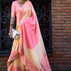Gleaming Beige and Pink Soft Banarasi Silk Saree With Phenomenal Blouse Piece