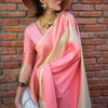 Gleaming Beige and Pink Soft Banarasi Silk Saree With Phenomenal Blouse Piece