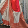 Beauteous Beige and Red Soft Banarasi Silk Saree With Divine Blouse Piece