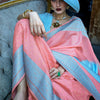 Enthralling Peach Soft Banarasi Silk Saree With Alluring Blouse Piece